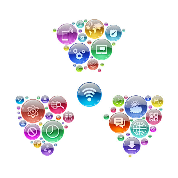 计算机图标以辐射图标的形状排列图片下载