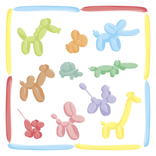 卡通动物气球套装图片下载