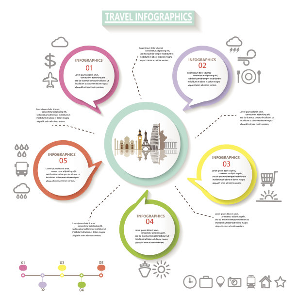 带有目的地细节的旅游信息图表图片下载