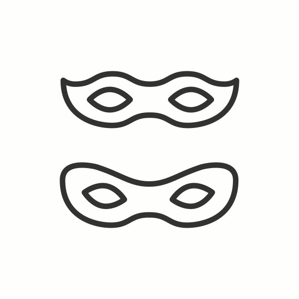 传统的威尼斯节日狂欢节图标。聚会庆祝，化装舞会，生日节日活动。细线基本元素图标。矢量简单线性设计。插图。黑色象征象形图图片下载