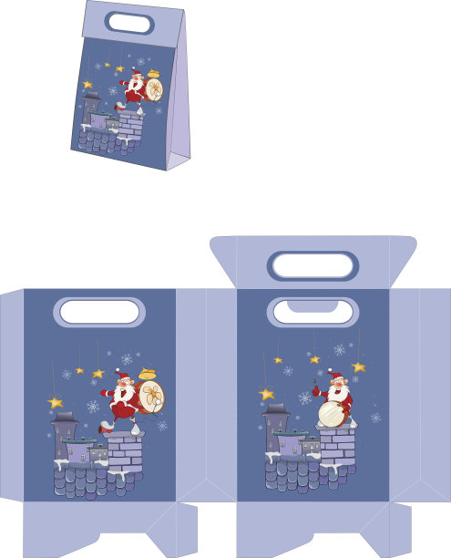 可爱的圣诞老人手袋包装图案图片下载