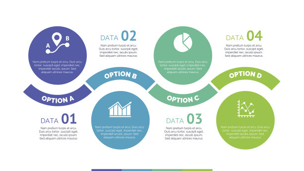 四个选项圆圈幻灯片模板图片下载