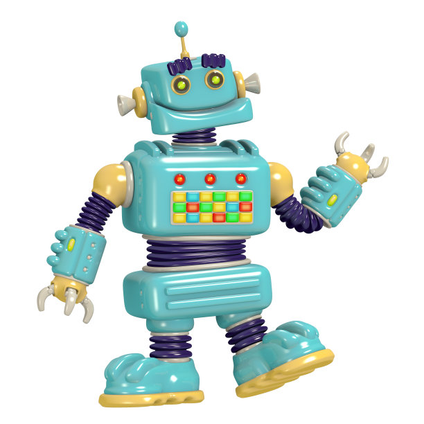 卡通机器人3D插图图片下载