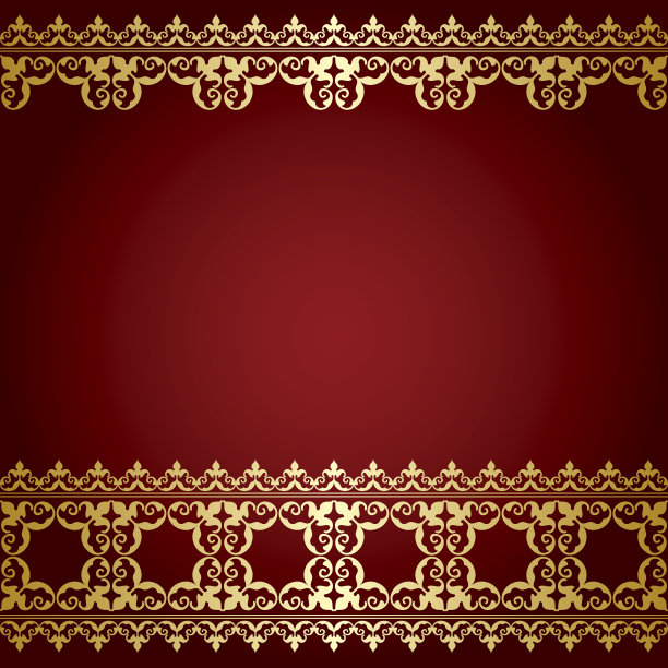 红色和金色背景与复古的边界向量图片下载