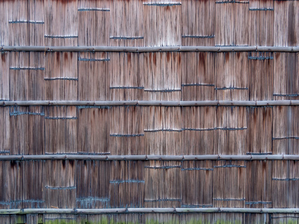 质朴的竹墙，日式房屋的细节图片下载