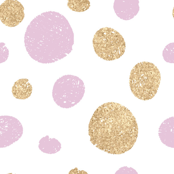 无缝-椭圆形黄金和粉红色手绘。素材图片