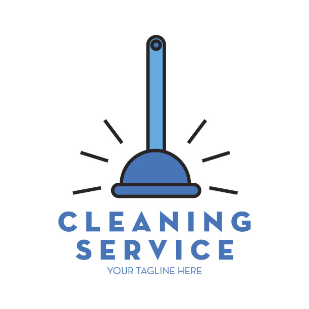 清洁服务图标与文字空间为您的口号/口号，矢量插图图片下载