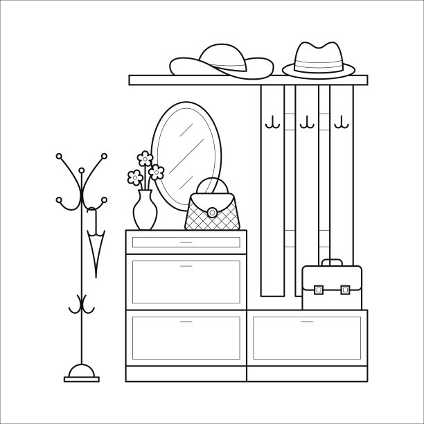 有衣帽架的大厅树图片下载