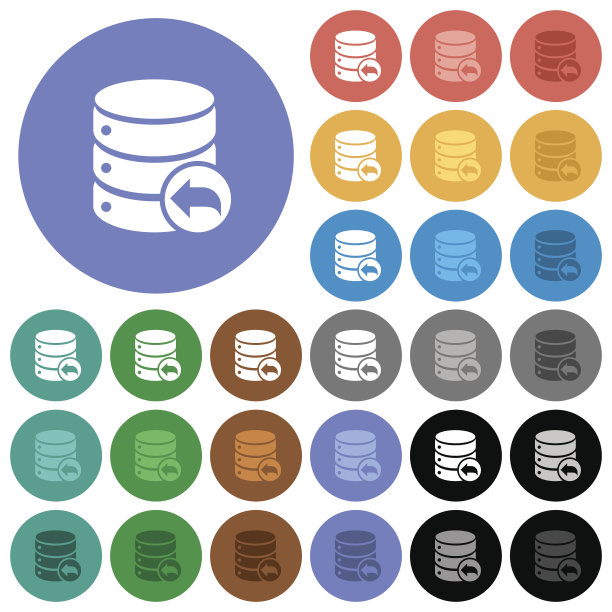 数据库事务回滚圆形多色图标图片下载