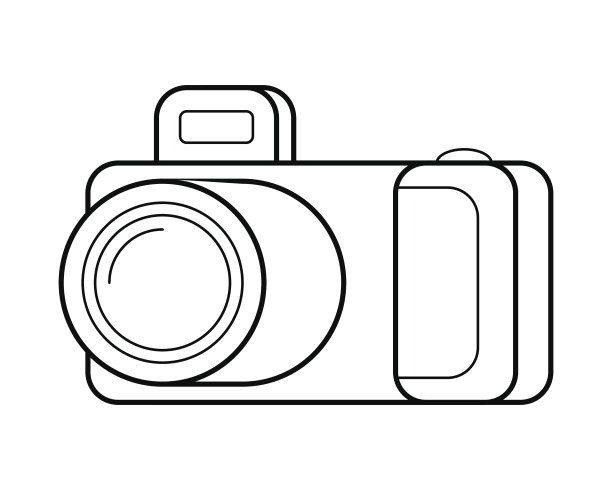 相机线条艺术简约小工具图标图片下载