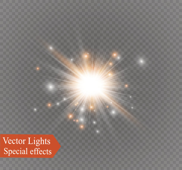 星星在一个透明的背景，光效果，矢量插图。突然灵光一图片下载