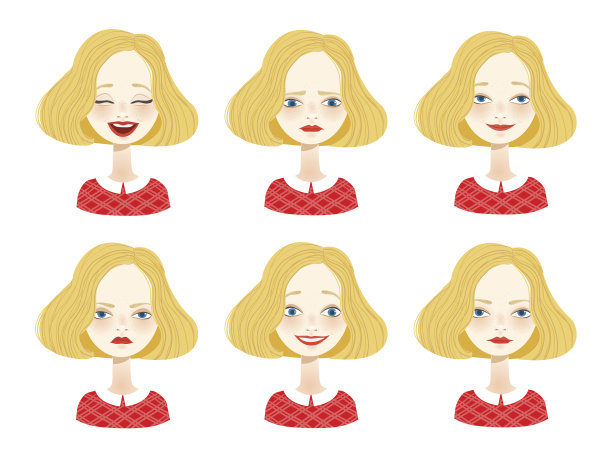 女性头像表情集-插图图片下载