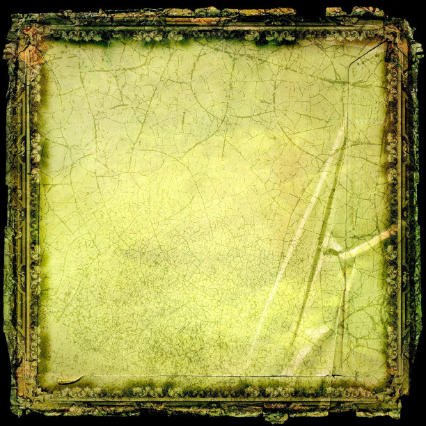Rococò边界上开裂的黄色垃圾背景。图片下载