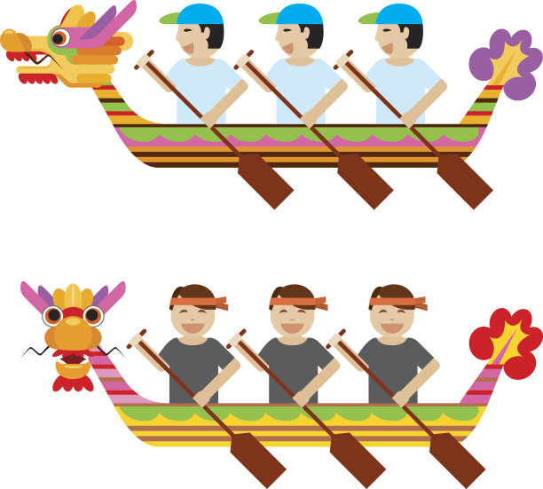 白色背景上的龙舟插画素材图片