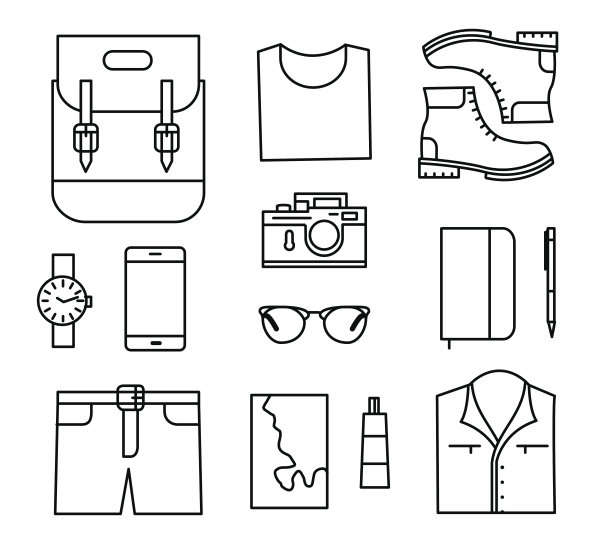 旅游线路图标套装图片下载