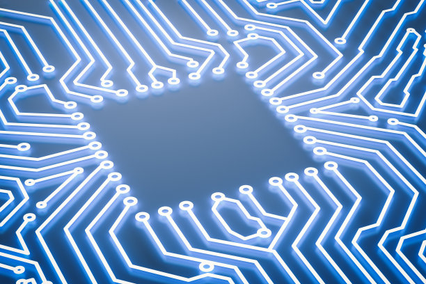 蓝色电路板上的空正方形图片下载