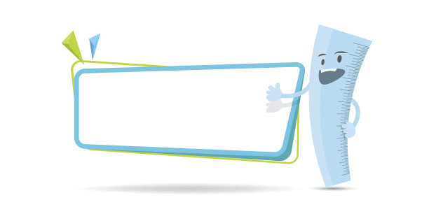 标尺人物卡通设计和文字框框架的信息插图矢量。教育的概念。图片下载