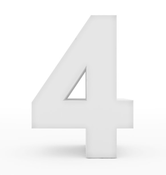 4 3d白色孤立在白色上图片下载
