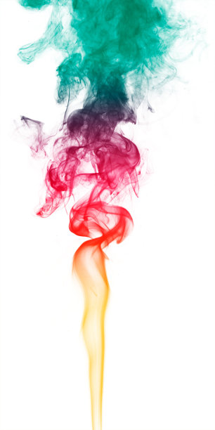 彩色幻想烟在白色的背景图片下载