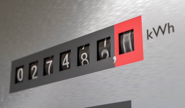 电表的3D渲染图。电力消耗的概念。图片下载