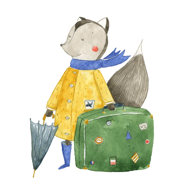 旅行福克斯水彩图片下载