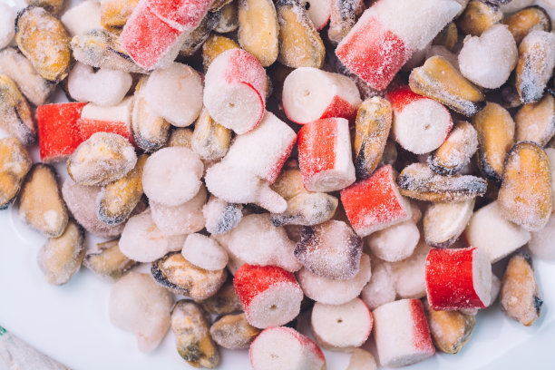 盘子里的冷冻海鲜图片下载