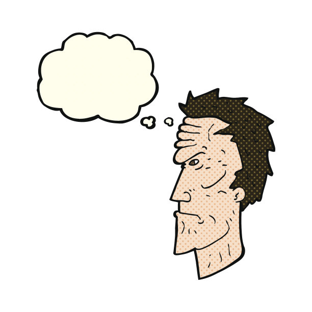 卡通生气的脸带着思想泡泡图片下载