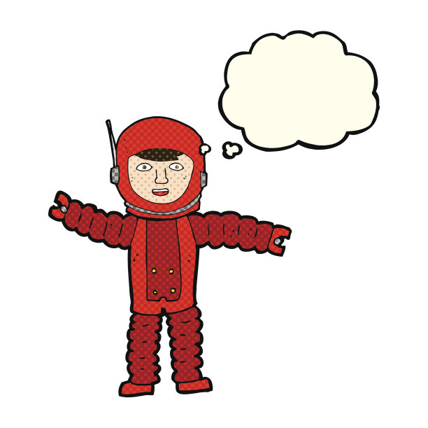 卡通宇航员与思想泡泡图片下载