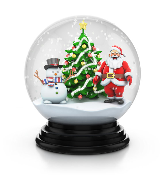 里面有圣诞老人、雪人和圣诞树图片下载