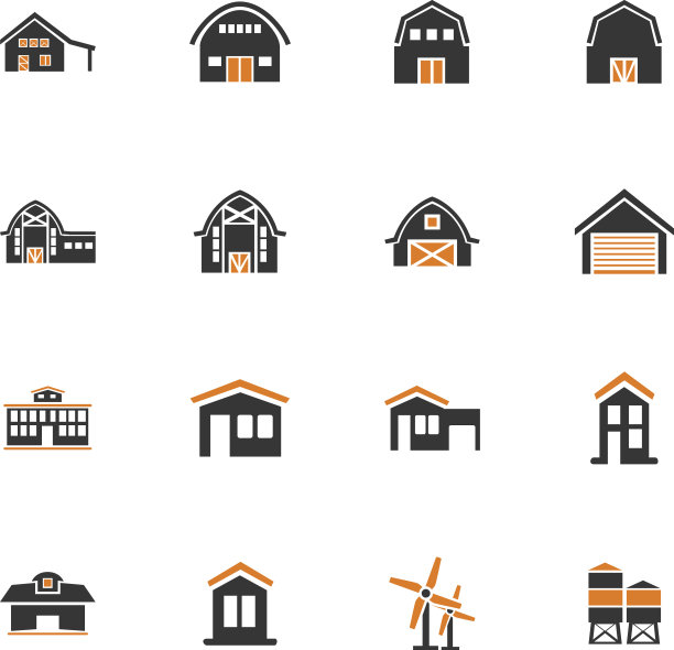 农场建筑图标集图片下载