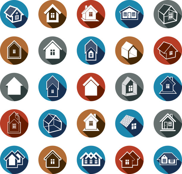 不同的房子图标用于平面设计，设置图片下载