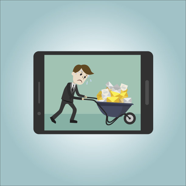 发现自己将会很忙的商人或经理。很多电子邮件图片下载