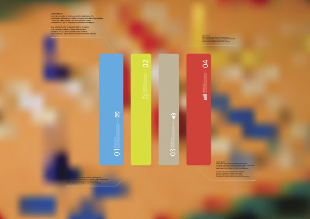 插图信息图表模板与矩形垂直分为四个独立的颜色部分图片下载