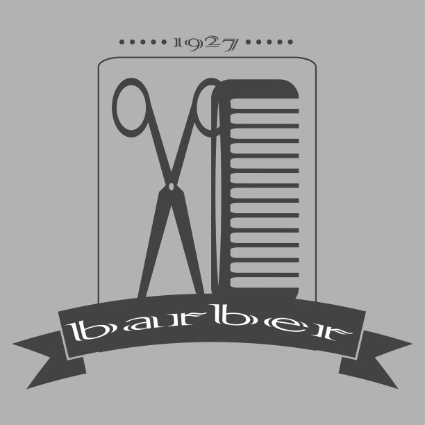 老式理发店的标志，标签，徽章和设计元素图片下载