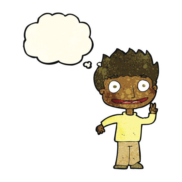 卡通快乐男孩与思想泡泡图片下载