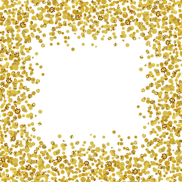 背景与分散的金色五彩纸屑框架图片下载