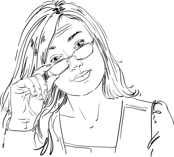 手绘矢量插图美丽的商业女人图片下载