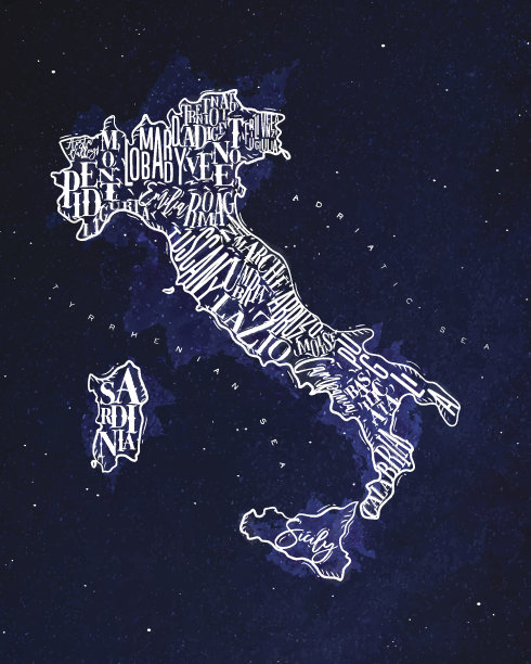 地图意大利复古蓝图片下载