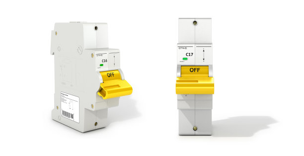 白色背景上的自动电力开关。三维演示图片下载