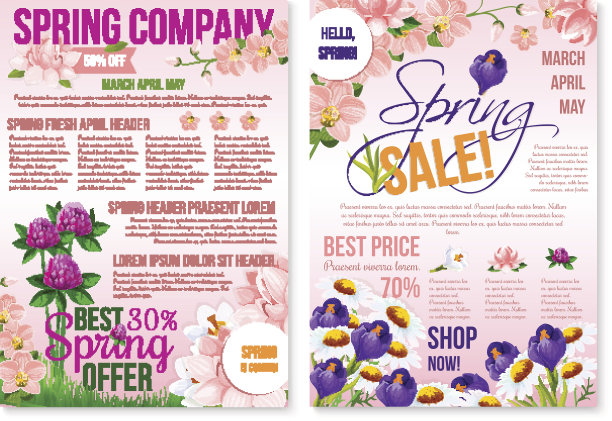 春季促销插花海报模板设计图片下载