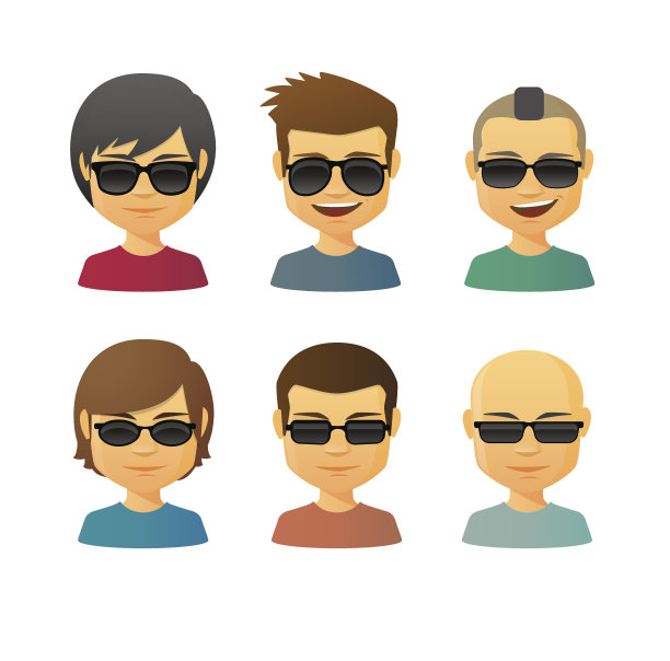 卡通男性与太阳镜的化身图片下载