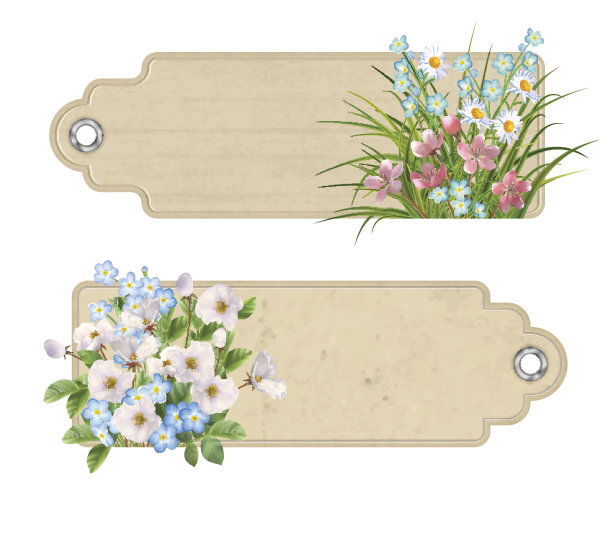 一套书签与鲜花图片下载