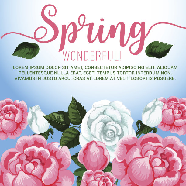 春天季节鲜花贺卡设计图片下载