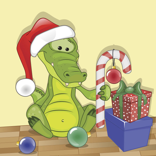 圣诞老人的鳄鱼图片下载