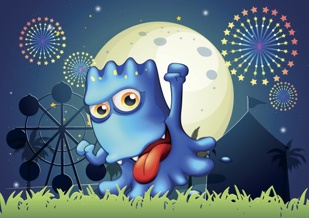 公园里有个爱吹牛的蓝怪物图片下载