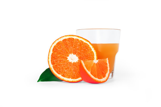 一杯橙汁早餐饮料和两片图片下载