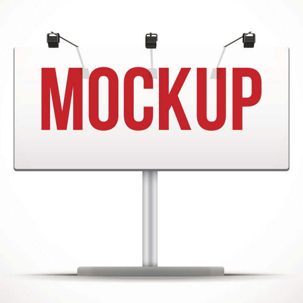 空的大广告牌模型与聚光灯和日光。向量图片下载