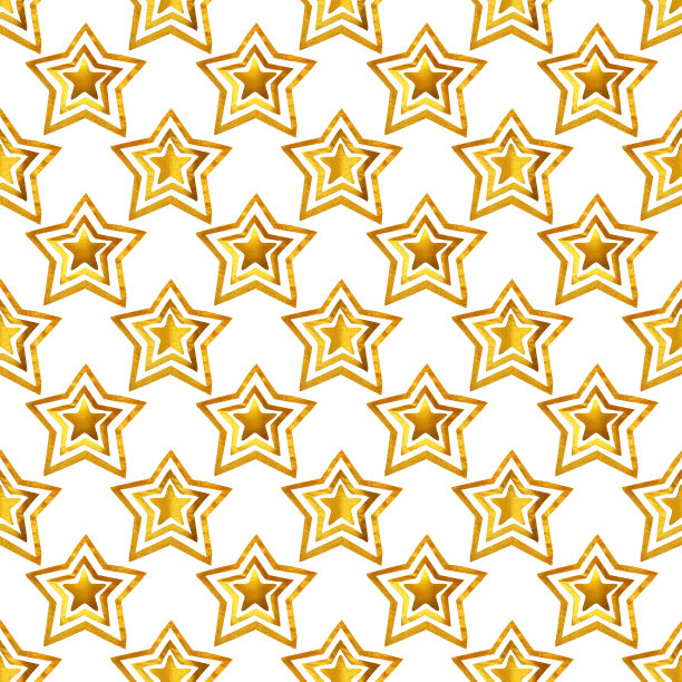无缝模式与金色的手绘星星在白色的背景图片下载