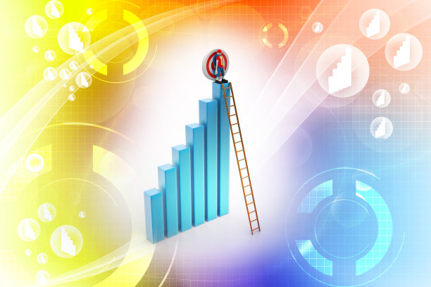 业务条形图与木梯隔离在白色背景图片下载