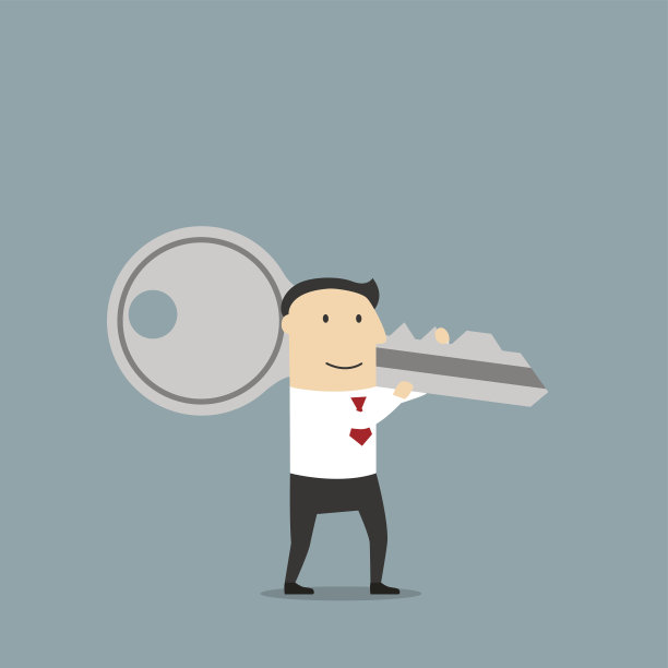 一个肩膀上挂着一把大钥匙的商人图片下载